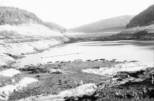 Schluchsee: Der leere Schluchsee; Ostteil Richtung Seebrugg des Restsees
