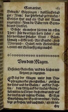 Von dem Magen. Desselben Gebrechen/ und wie solchen mit Artzney zu begegnen.