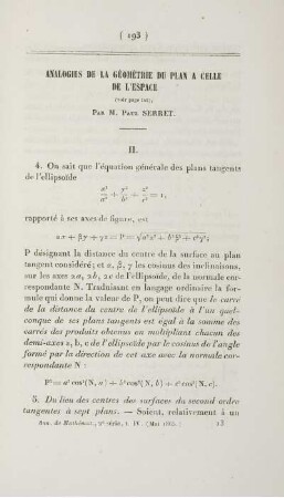 Analogies de la géométrie du plan a celle de l'espace.