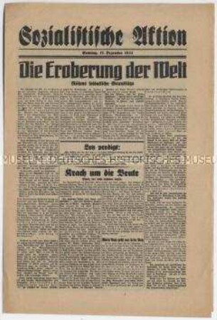 Sozialdemokratisches Exil-Blatt "Sozialistische Aktion" u.a. über Röhm und die Ziele der SA