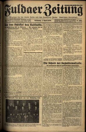Erste Ausgabe vom Mittwoch, den 02. April 1930.