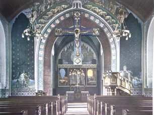 gerahmte Reproduktion: Kircheninnenraum