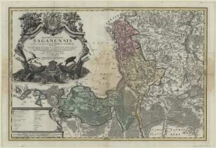 Karte vom Herzogtum Sagan in Schlesien, ca. 1:110 000, Kupferstich, 1736