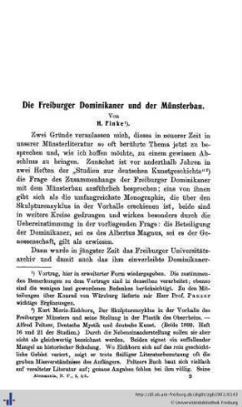 Die Freiburger Dominikaner und der Münsterbau.