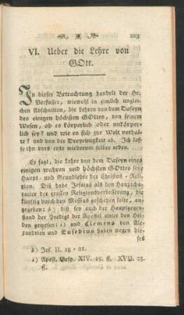 VI. Ueber die Lehre von GOtt