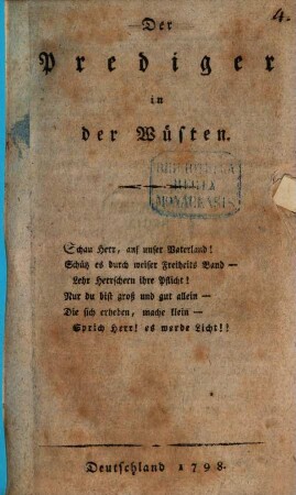 Der Prediger in der Wüsten