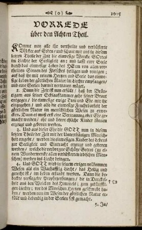 Vorrede über den Achten Theil.