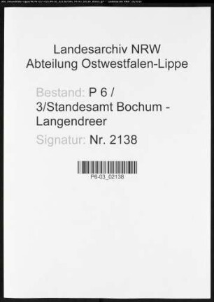 Namensverzeichnis Bochum - Langendreer, Todesfälle