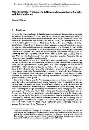 Modelle zur Beschreibung und Erklärung altersspezifischer Sprache und Kommunikation