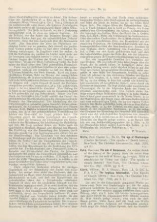 616-617 [Rezension] Wells, Charles L., The Age of Charlemagne (Charles the Great). (Ten epochs of Church history)