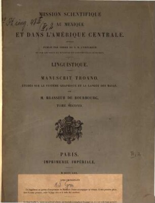 Manuscrit Troano : Études sur le système graphique et la langue des Mayas, 2