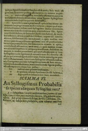 Scemma VI. An Syllogismus Probabilis sit species adaequata syllogismi veri?