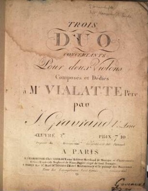 Trois duo concertants pour deux violons : oeuvre 2