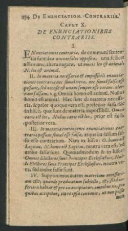 Caput X. De Enunciationibus Contrariis.