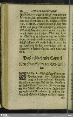 Das achtzehende Kapitel Von Kranckheiten der Weh-Mütter
