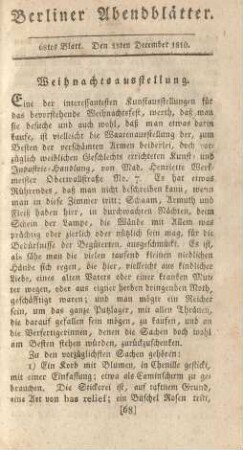 68tes Blatt. Den 18ten December 1810.