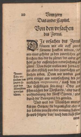 Das ander Capitel. Von den ursachen des Zorns.