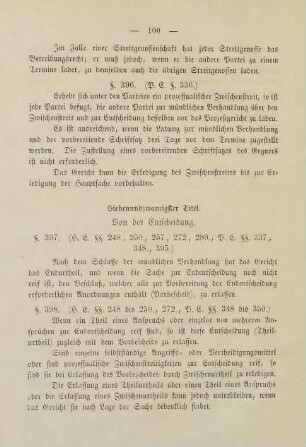 100, Siebenundzwanzigster Titel. Von der Entscheidung. §§ 397. bis 405.