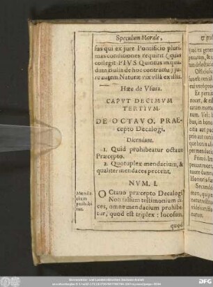 Caput Decimum Tertium. De Octavo. Praecepto Decalogi.