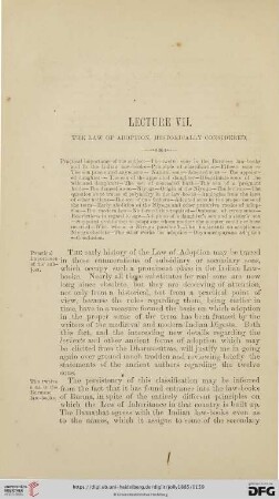 Lecture VII. The law of adoption, historically considered