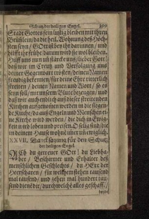 XXVII. Dancksagung für den Schutz der heiligen Engel.
