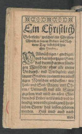 Ein Christlich Gebetlein ...