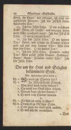 Die um ihr Heyl und Seligkeit bekümmerte Seele. : Mel. Auf meinen lieben Gott [et]c.