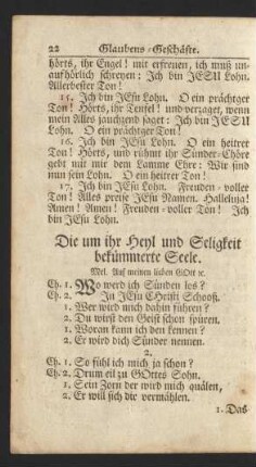 Die um ihr Heyl und Seligkeit bekümmerte Seele. : Mel. Auf meinen lieben Gott [et]c.