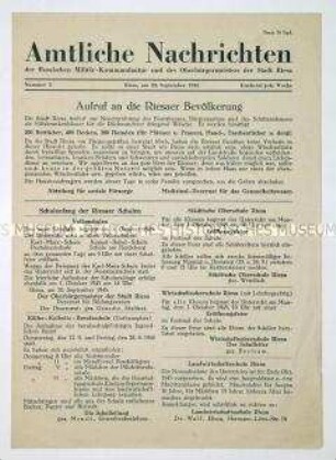 Nachrichtenblatt der Russischen Militärkommandantur und des Oberbürgermeisters der Stadt Riesa