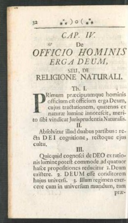Cap. IV. De Officio Hominis Erga Deum, Seu, De Religione Naturali.
