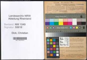 Entnazifizierung Christian Dick , geb. 12.11.1878 (Fleischbeschauer)