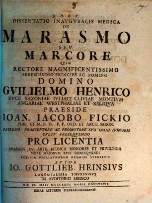 Diss. inaug. med. de marasmo seu marcore
