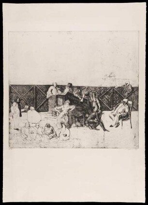 Radierung des Künstlers Peter Ackermann, Titel: Die alte und die junge Linke, 1969