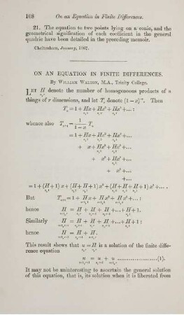 On an equation in finite differences.