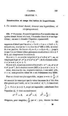 Chapitre V. Construction et usage des tables de logarithmes.