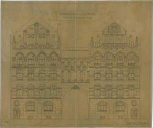 Billing, Hermann; Karlsruhe, Stephanienstr. 94-96; Haus Billing und Helmle, Torbau - Vorderfassade (Ansicht)