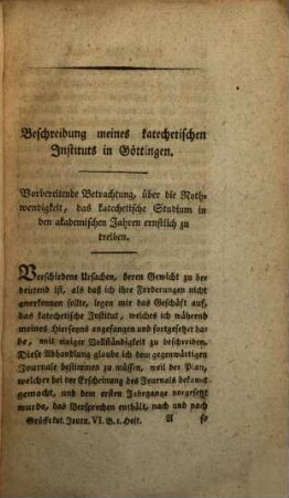 Katechetisches Journal. 6,1, 6,1. 1799