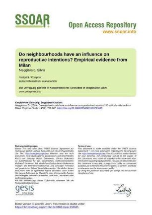Do neighbourhoods have an influence on reproductive intentions? Empirical evidence from Milan