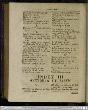 Index III Auctorum Et Rerum