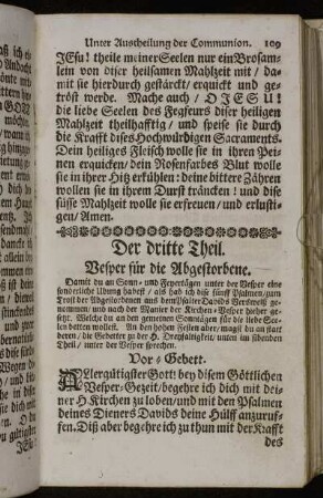 Der dritte Theil. Vesper für die Abgestorbene.