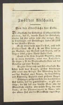 Zwölfter Abschnitt. Von der Oberfläche der Erde.