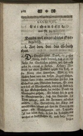 CCCXCVIII. Leichentext, aus Ps. 39,5.