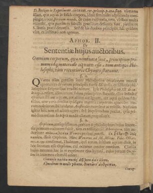 Aphor. II. De Sententiae hujus auctoribus.