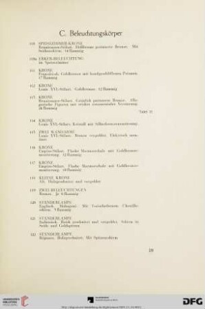 C. Beleuchtungskörper (Nr. 110-131)
