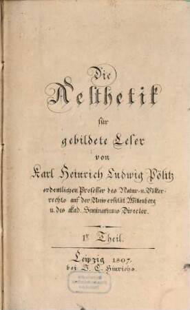 Die Ästhetik für gebildete Leser, 1