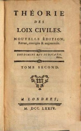 Théorie Des Loix Civiles, 2