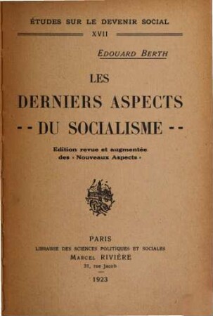 Les derniers aspects du socialisme