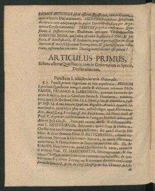 Articulus Primus ...