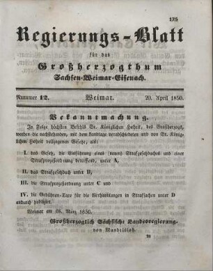 Nr. 12 : 20. April 1850