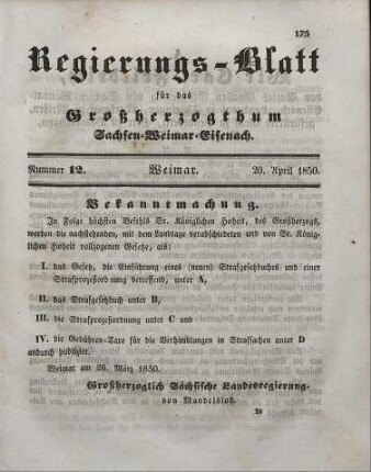Nr. 12 : 20. April 1850